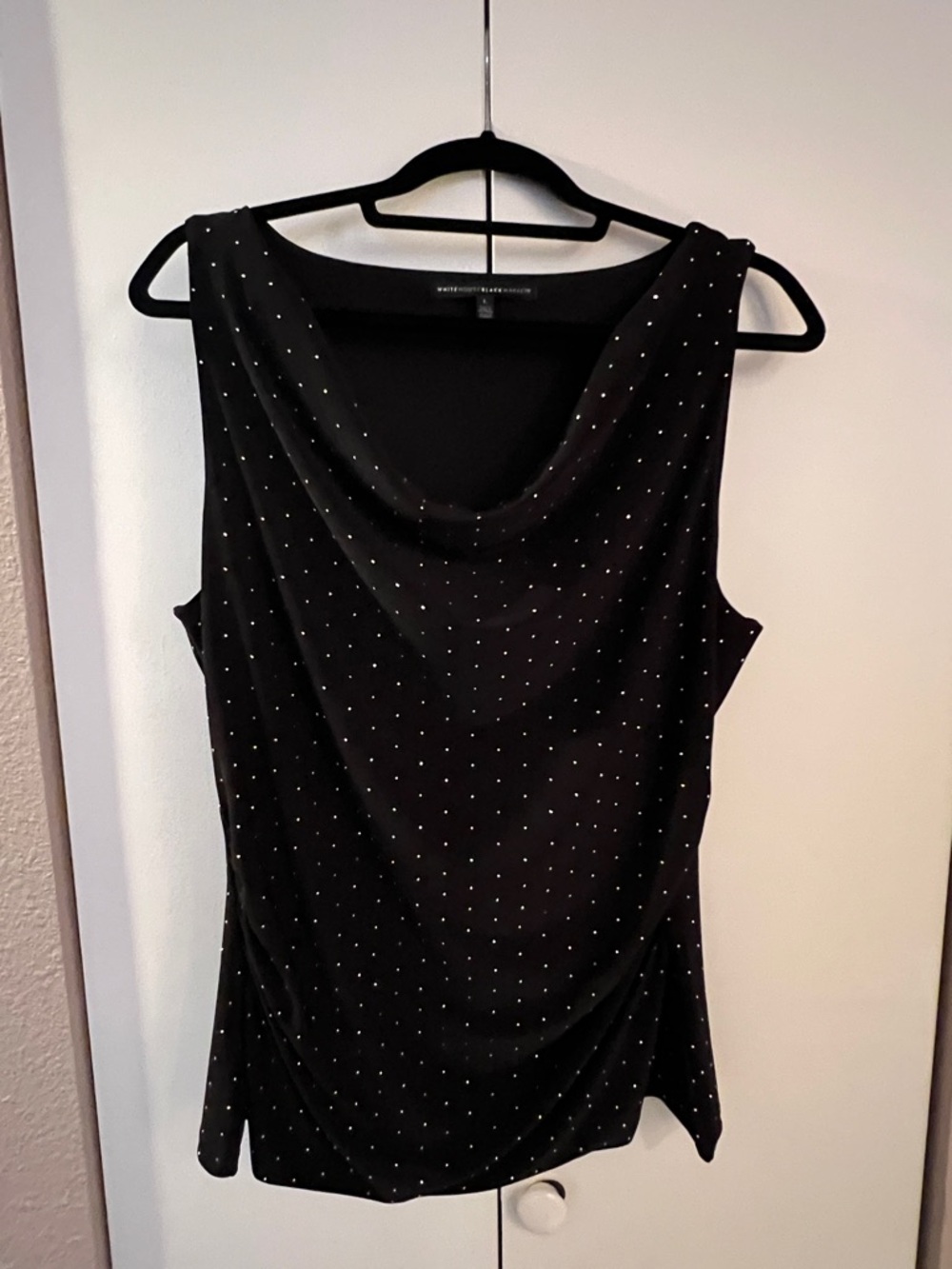 Black House White Market Cowl Neck Top with Silver Dots Sz L